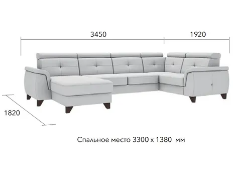 Диван Кватро П-образный 345 см дельфин зеленый купить в Минске — миниатюра 4