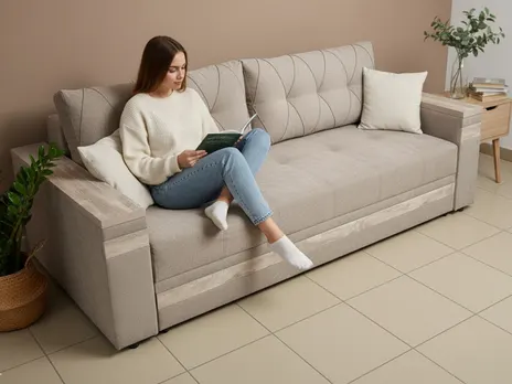 Диван Руслана 1 прямой 238 см еврокнига шенилл бежевый купить в Минске — миниатюра 8