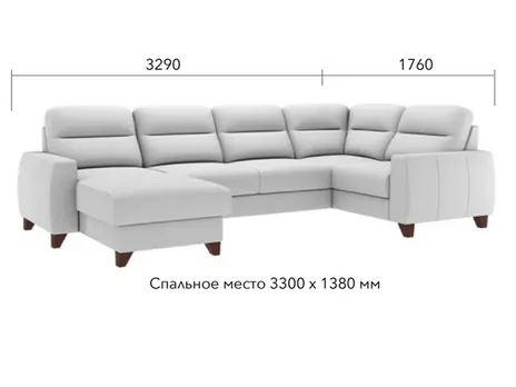 Диван Бруно П-образный 329 см дельфин бежевый купить в Минске — миниатюра 4