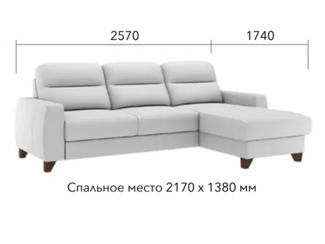 Диван Бруно угловой 257 см дельфин белый купить в Минске — миниатюра 4