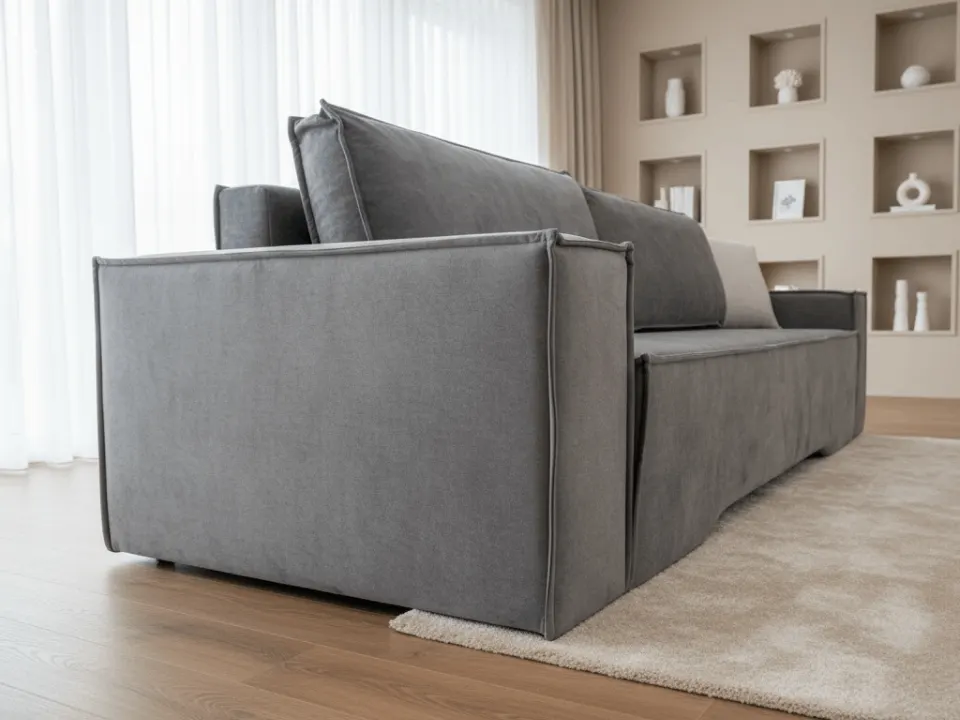 Диван Цезарь мод.4 LUX прямой 250 см тик-так / пантограф бархат серый купить в Минске — миниатюра 9