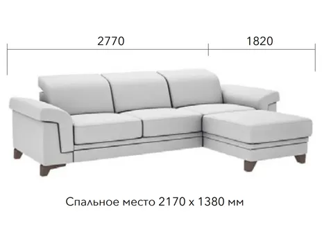 Диван Порто угловой 278 см дельфин коричневый купить в Минске — миниатюра 2