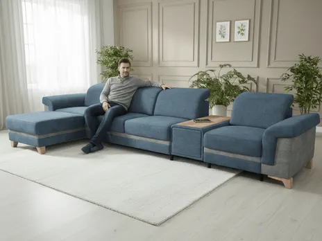 Диван Порто угловой 370 см дельфин синий купить в Минске — миниатюра 8