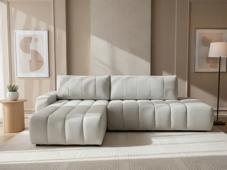Диван Белладжио угловой 293.6 см микровелюр Milk Угловой 293,6 см тик-так / пантограф бархат бежевый купить в Минске