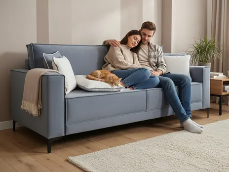 Диван Этран прямой 230 см серый тик-так / пантограф бархат купить в Минске — миниатюра 9