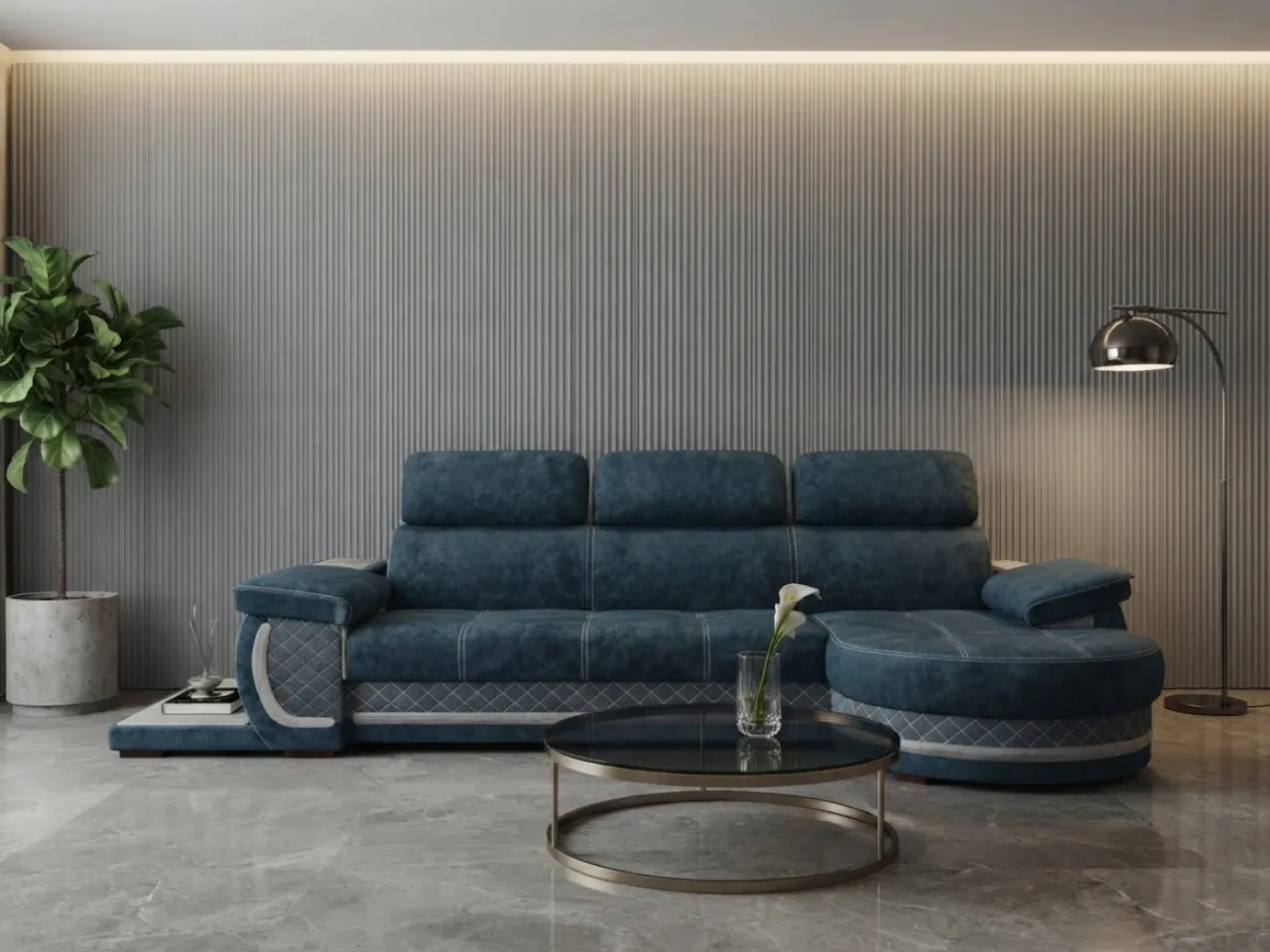 Рифленая бамбуковая панель Pipe silver metal 2800×123×15 мм (1 шт = 0,3444 кв.м)
