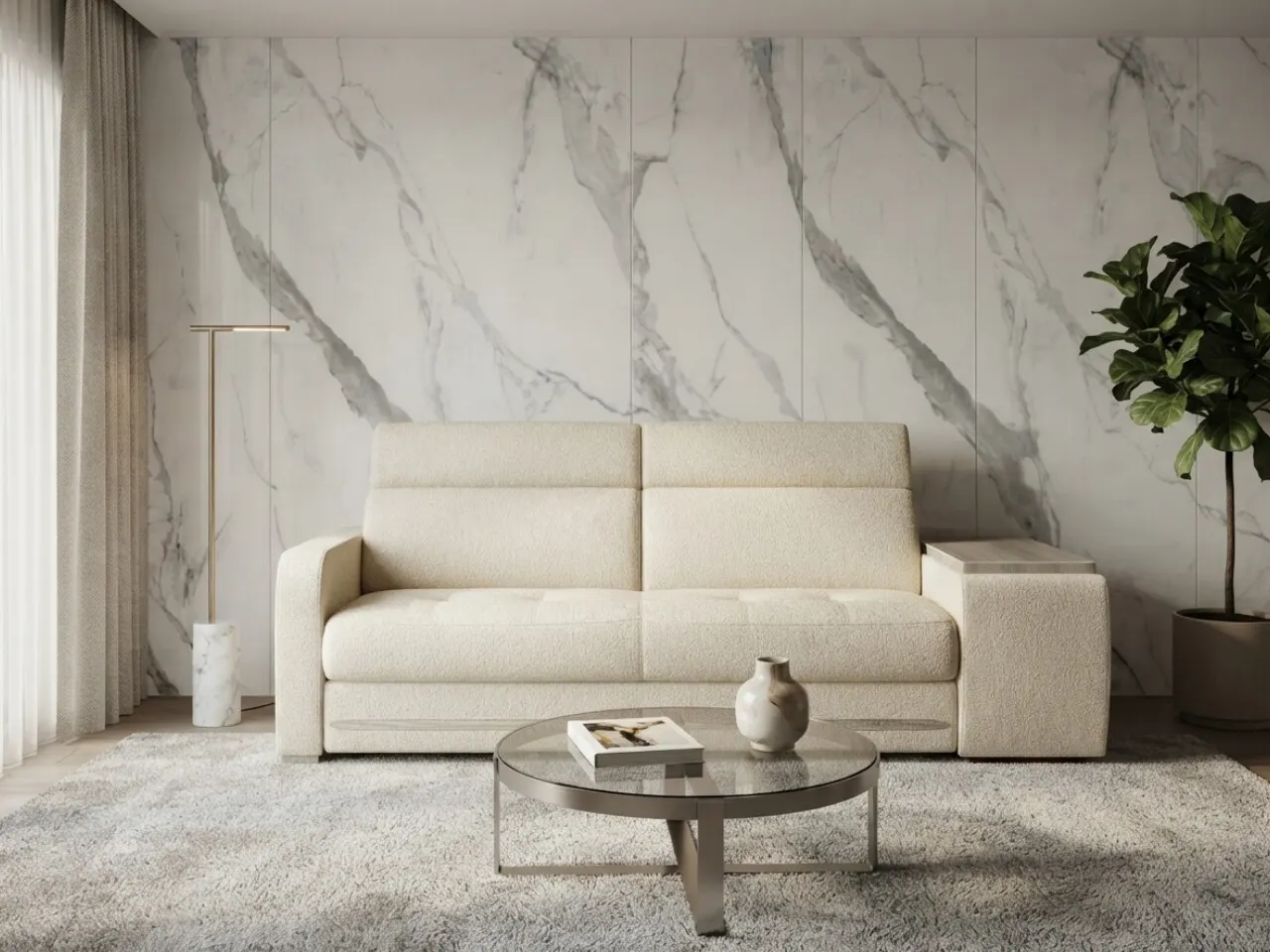 Стеновая бамбуковая панель Calacatta White glossy A connect Калакатта белый глянцевый 2800×1080×5 мм (1 шт = 3,024 кв.м) Панели стеновые и потолочные купить в Минске — фото 1