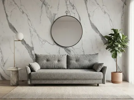 Стеновая бамбуковая панель Calacatta White glossy B connect Калакатта белый глянцевый 2800×1080×5 мм (1 шт = 3,024 кв.м) Панели стеновые и потолочные белый купить в Минске