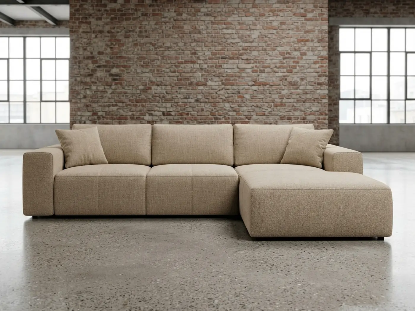 Диван Колизей Комфорт угловой 260 см бежевый еврокнига шенилл купить в Минске — общий вид