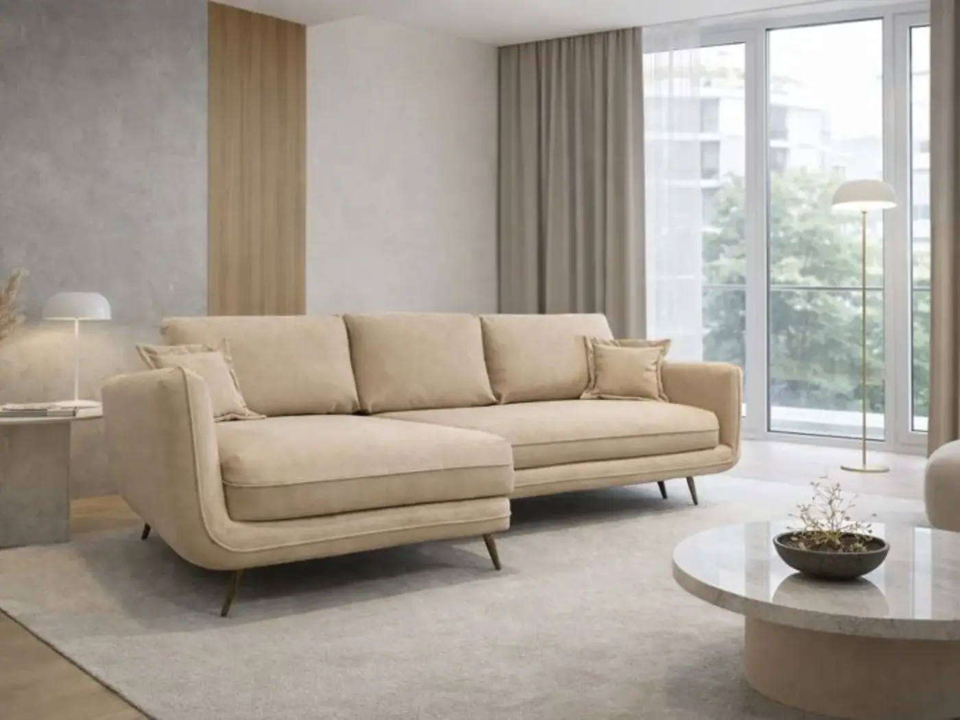 Диван Линдисей угловой 260 см серый тик-так / пантограф микровелюр серый купить в Минске — миниатюра 5
