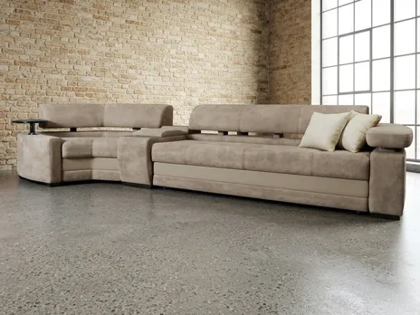 Диван Марсель угловой 399 см бежевый дельфин рогожка купить в Минске