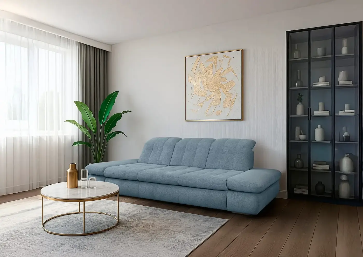 Диван STAGE-S прямой 285 см дельфин голубой купить в Минске — фото 2