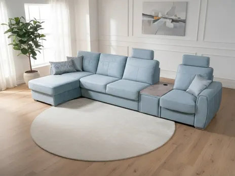 Диван Бест угловой 375 см синий дельфин бархат купить в Минске — миниатюра 4
