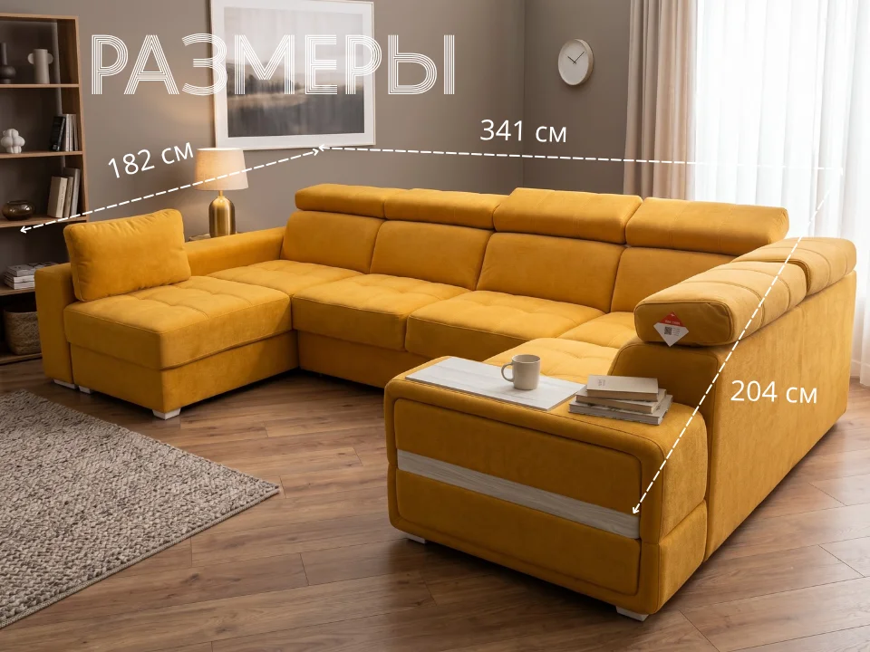 Диван Карат Люкс горчичный 341см Модульный 341 см дельфин belkraft river corn купить в Минске — фото 2