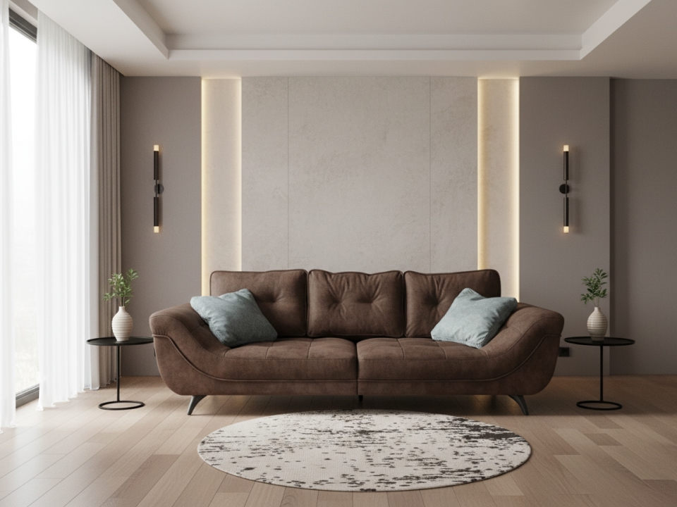 Диван Мартель прямой нераскладной 294 см коричневый — купить по выгодной цене в Минске